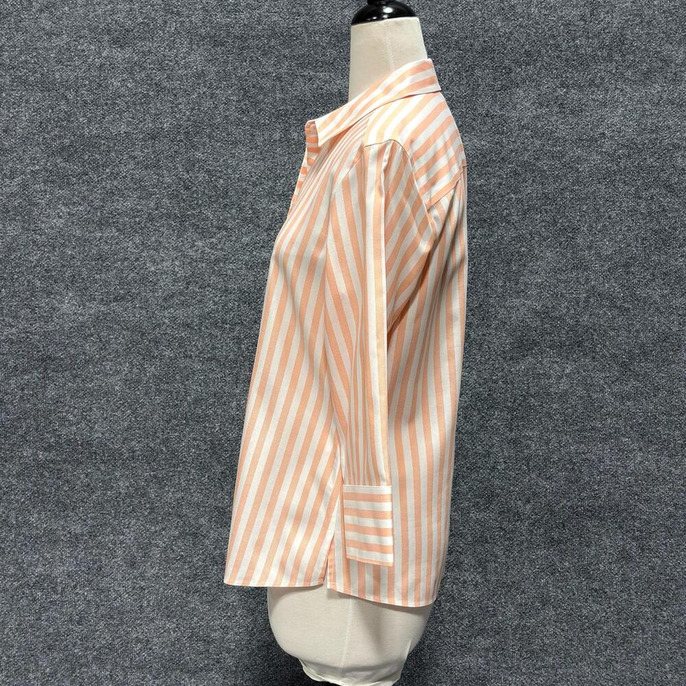 Foxcroft Button Up Shirt Womens 8 Orange Stripe Heritage Non Iron 3/4 Sleeve Top - Picture 4 of 16